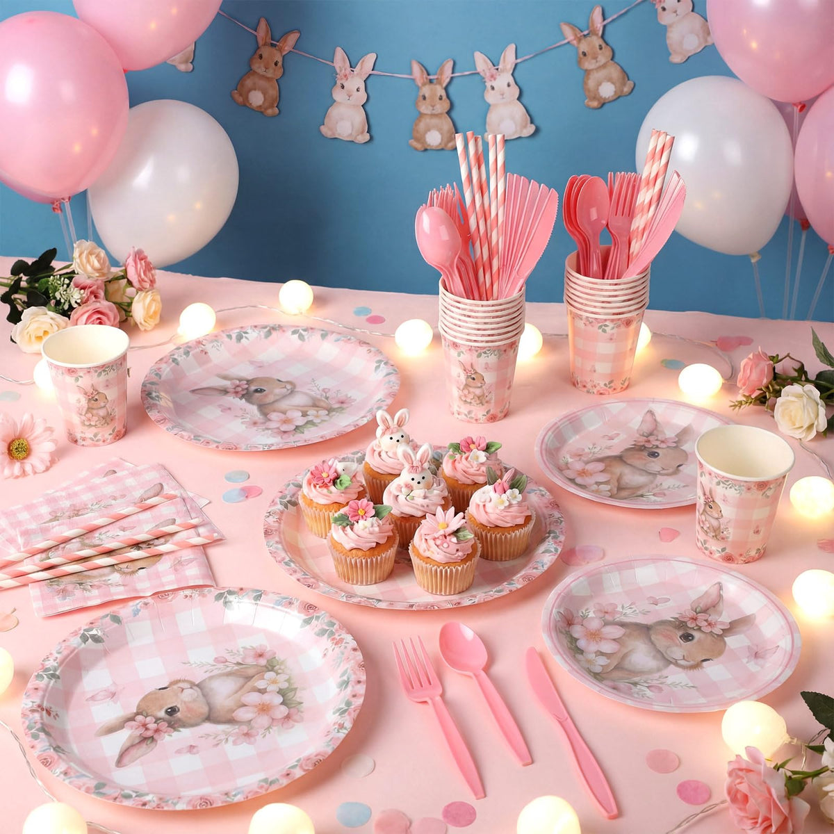 Maxdot bunny paper straws 24-pack completing the table setup