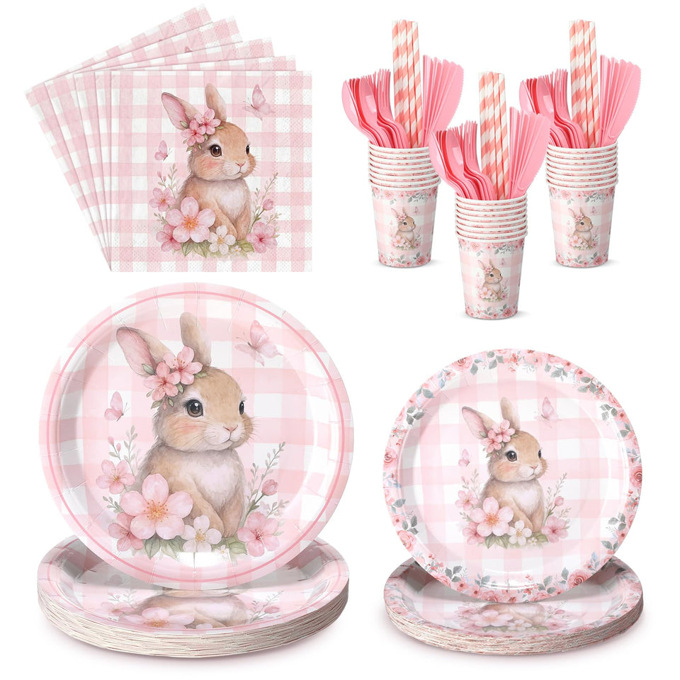 Maxdot bunny dinner plates 9-inch for sturdy spring meals and events