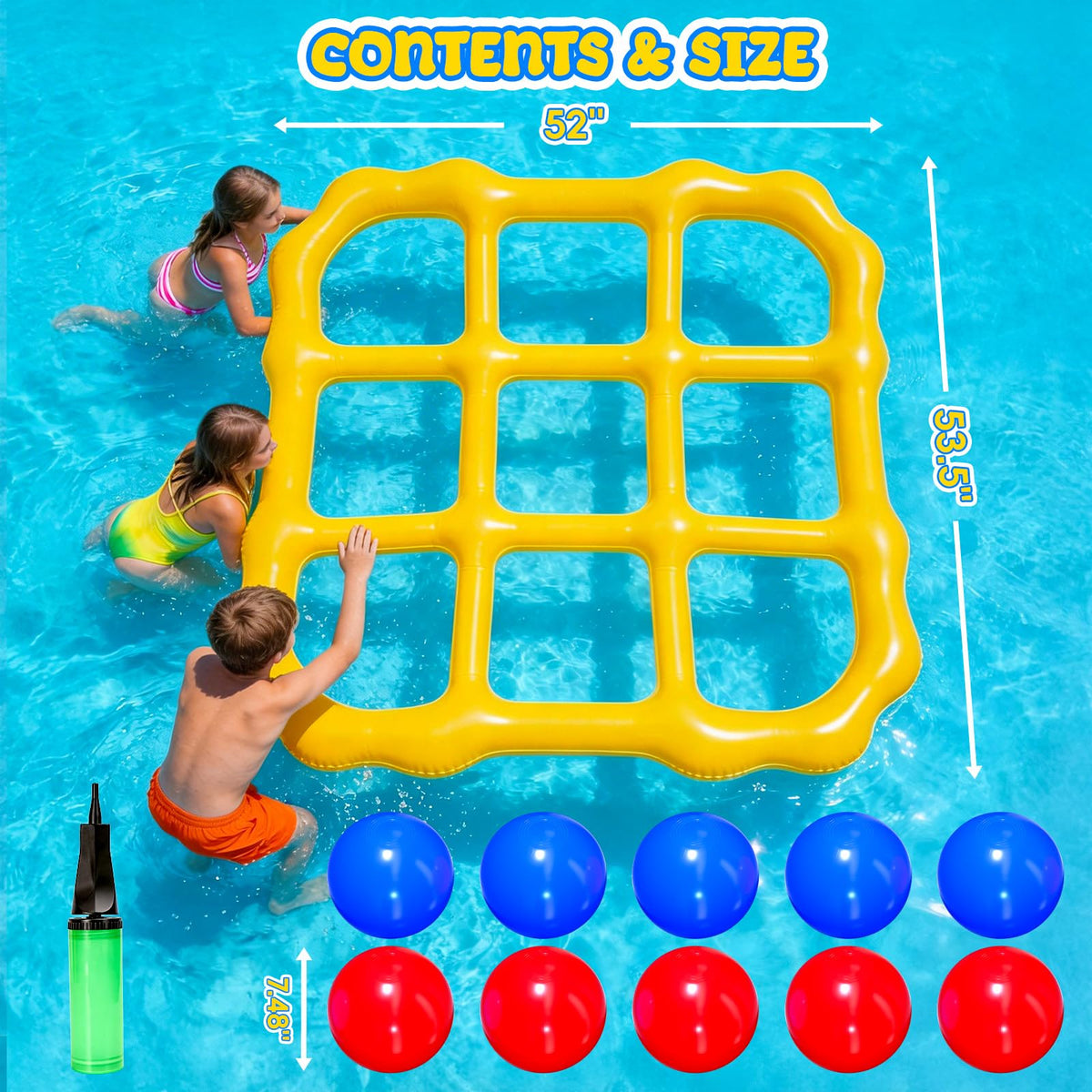 Max Fun giant inflatable Tic-Tac-Toe invites entertaining backyard pool games.