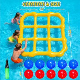Max Fun giant inflatable Tic-Tac-Toe invites entertaining backyard pool games.