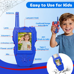 Max Fun kids walkie talkie with HD camera screen for face-to-face adventures.