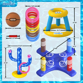 Max Fun inflatable ring toss game with bright rings for pool play.