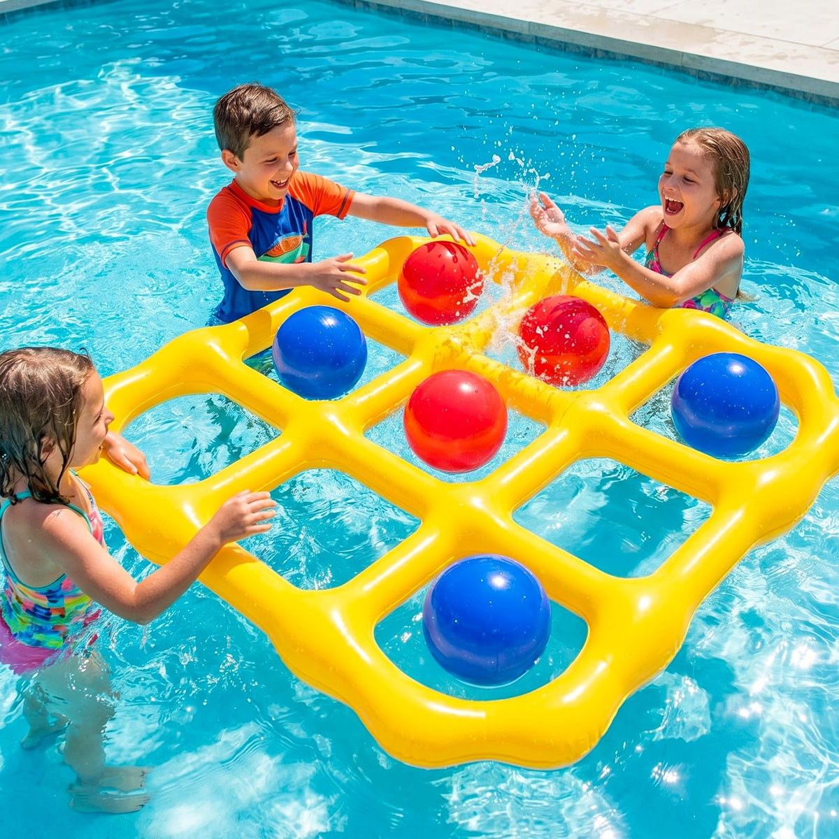 Max Fun Tic-Tac-Toe pool board floats for large-group water play.