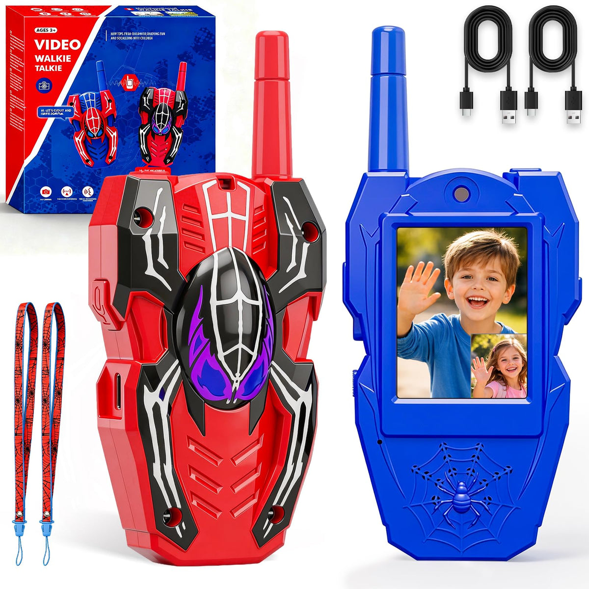Max Fun video walkie talkies for kids 2-pack with offline communication for safe play.