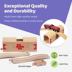 Maxim Enterprise wooden train track adaptor highlights easy integration with existing sets