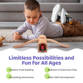 Maxim Enterprise wooden train track ascending-descending showcases elevation changes for kids