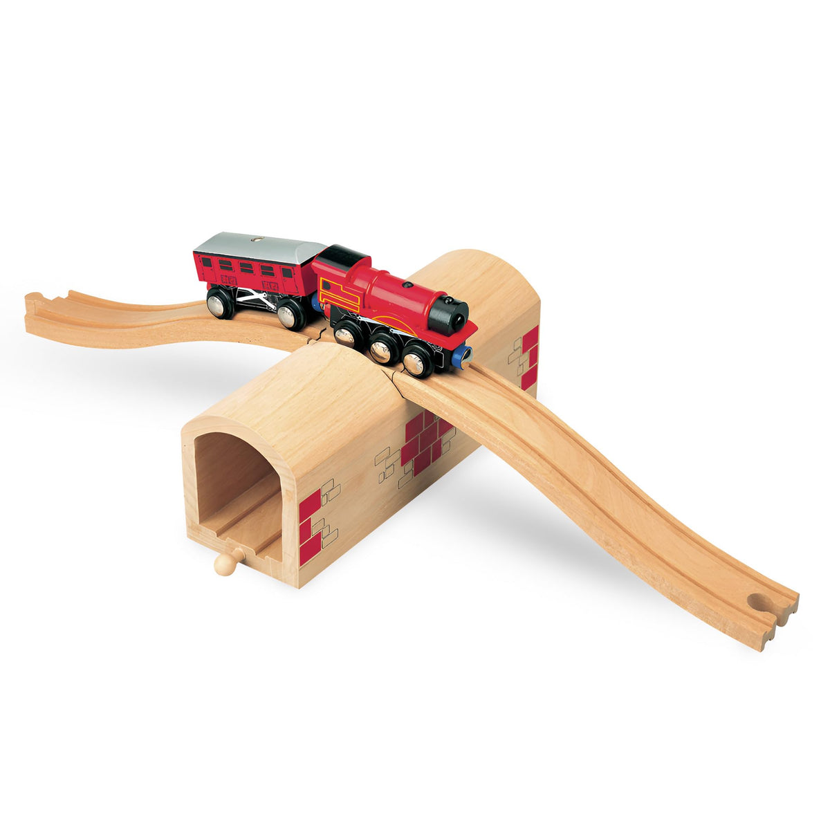 Maxim Enterprise wooden train track over-under tunnel bridge supports imaginative play and durability