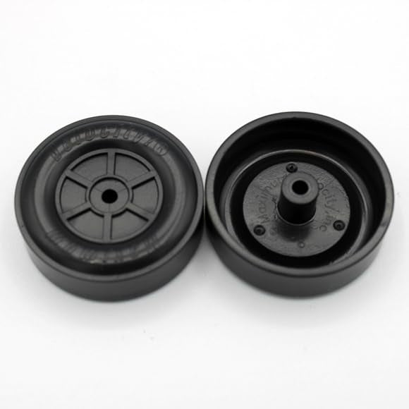 Close-up of Maximum Velocity derby wheels and axles, burr-free for smooth spins.