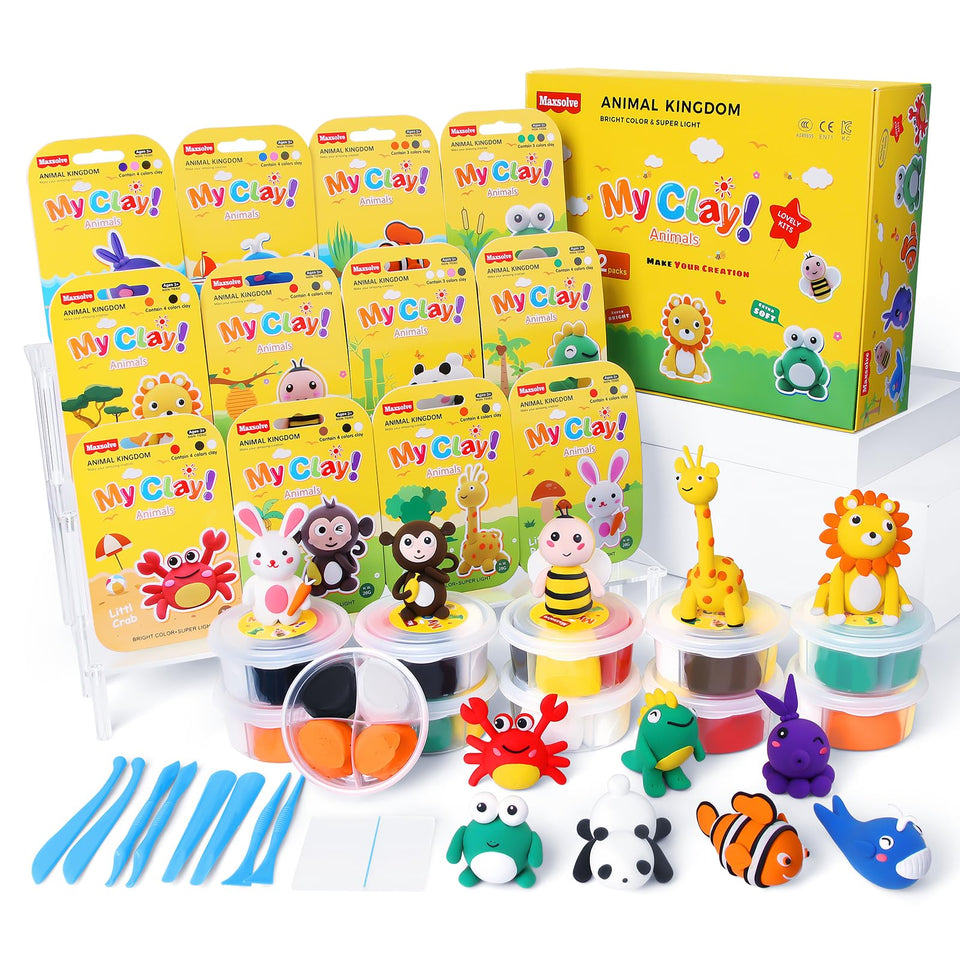 Maxsolve Air Dry Clay Kit for Kids with animal boxes sparks creativity in classroom projects.