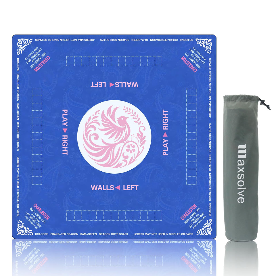 Maxsolve Mahjong Mat 31.5-inch square tabletop ready for mahjong and board games, protecting surfaces.
