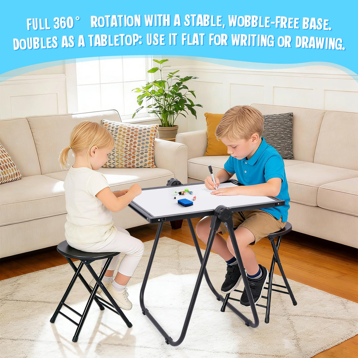 Maxtek Kids Easel easy-wipe surface keeps drawing sessions mess-free.