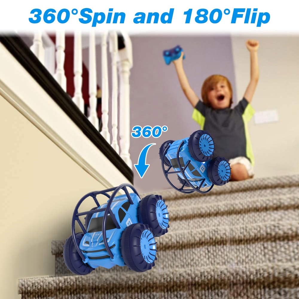 MaxTronic Amphibious RC Car performing 360° flips with protective cage