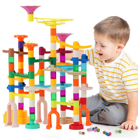 MaxTronic Marble Run 166Pcs assembly with colorful tracks sparks creativity.
