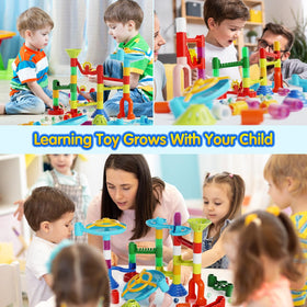 MaxTronic Marble Run includes 60 marbles for varied speed experiments.