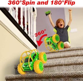 MaxTronic RC Car with 4WD all-terrain design conquering rocks and grass.
