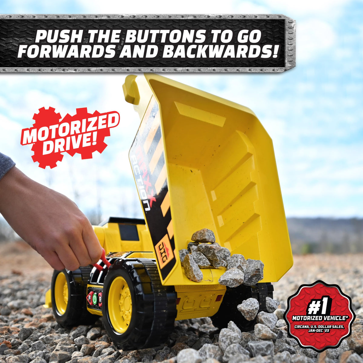 Maxx Action Dig Rig dump bed action perfect for sand and dirt play