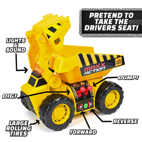 Maxx Action Dig Rig motorized engine moves forward and reverse on rough terrain