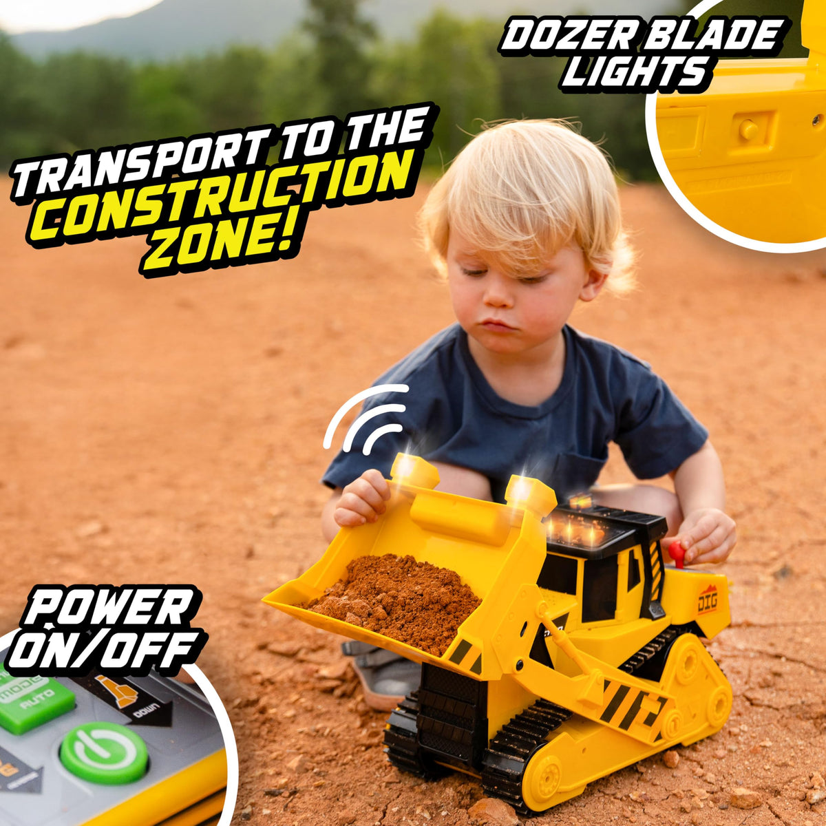 Maxx Action dozer lights and sounds enhance immersive play experiences