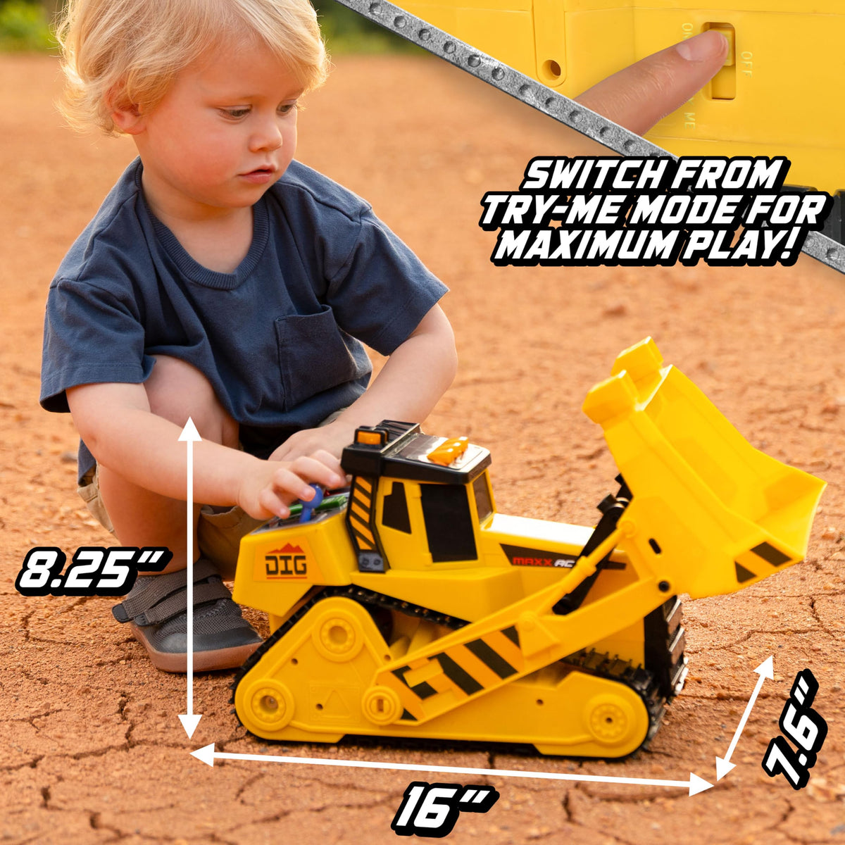Rubber tracks on Maxx Action dozer provide stable movement on surfaces