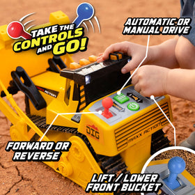 Dual joysticks on the Maxx Action dozer enable intuitive operation for kids