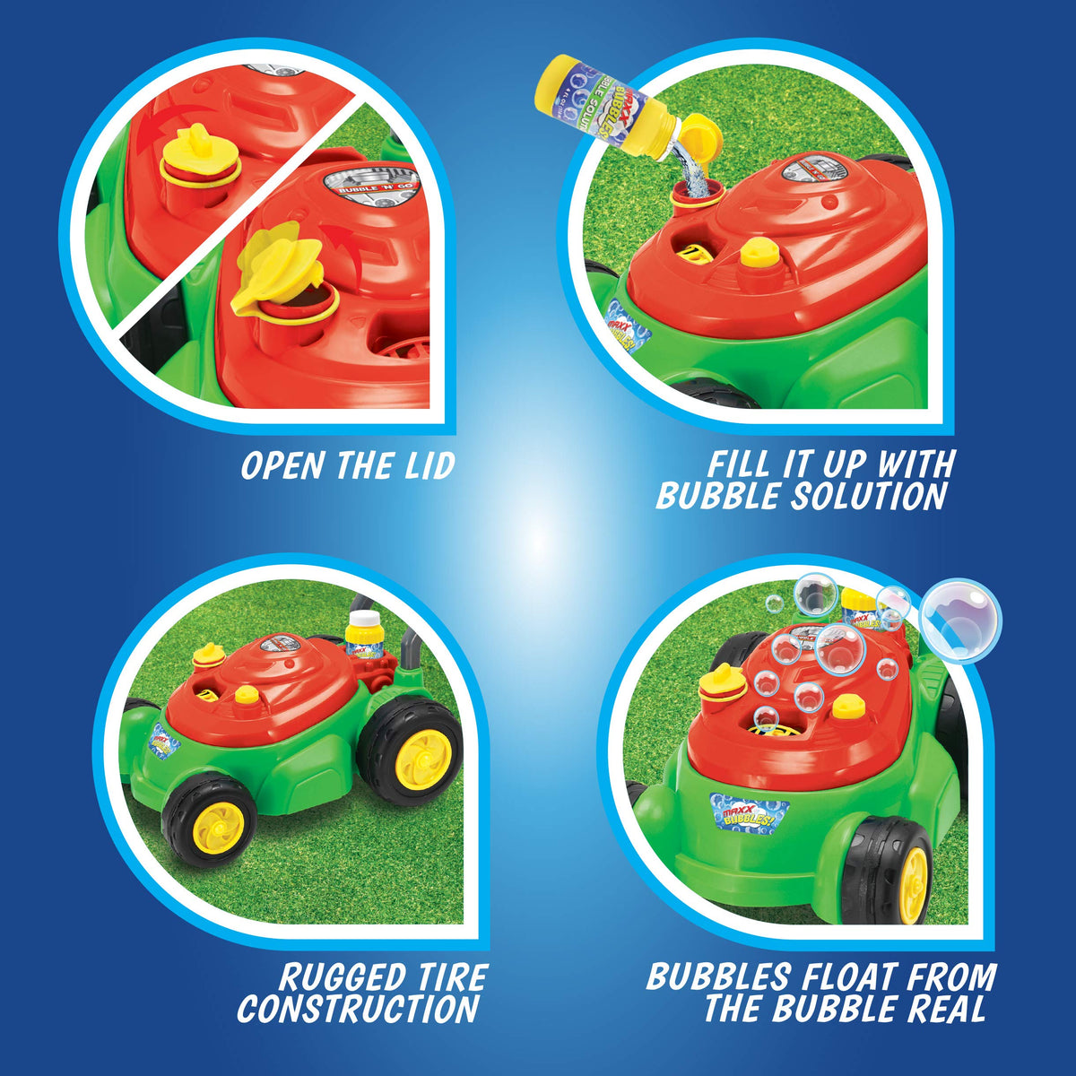 Packaging of Maxx Bubbles Bubble-N-Go Mower