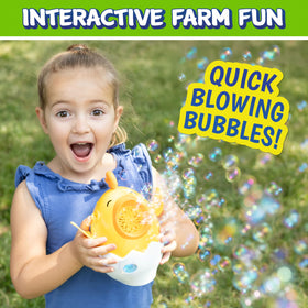 Maxx Bubbles Dancing Chick is easy to use—pour solution, press button, watch motion.