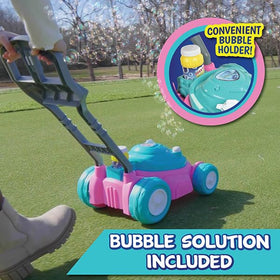 Maxx Bubbles Deluxe lawn mower mechanical sounds add realism to pretend play