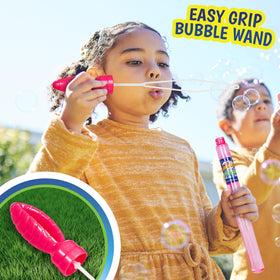 The giant wand from Maxx Bubbles creates oversized bubbles outdoors.