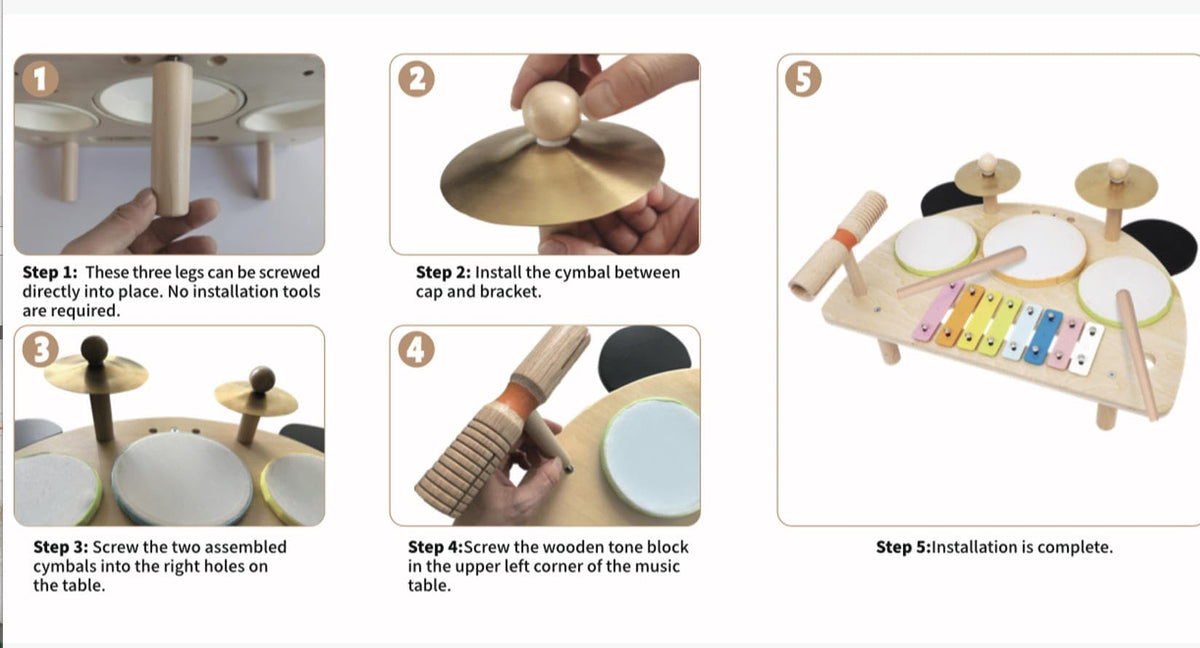 MAXZONE Kids Drum Set wooden-sticks enable precise tapping
