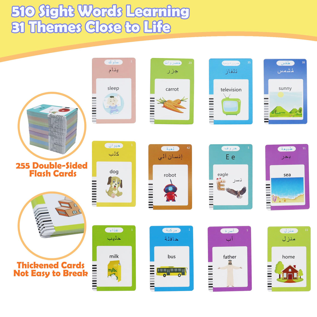 MAYAPHILOS 510 sight words set expands daily vocabulary with themed categories.