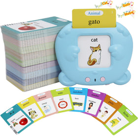 MAYAPHILOS blue flash card reader boosts bilingual learning through interactive play