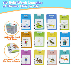 MAYAPHILOS English-French words on cards encourage vocabulary building in a natural setting.