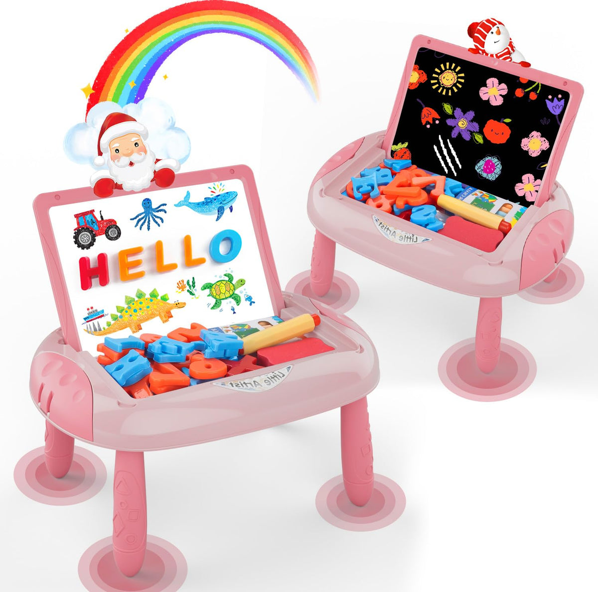 MAYESAR magnetic drawing board with double-sided pink surface for versatile toddler creativity.