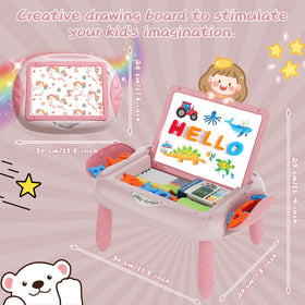 MAYESAR board with magnetic letters and numbers supports early literacy exploration.