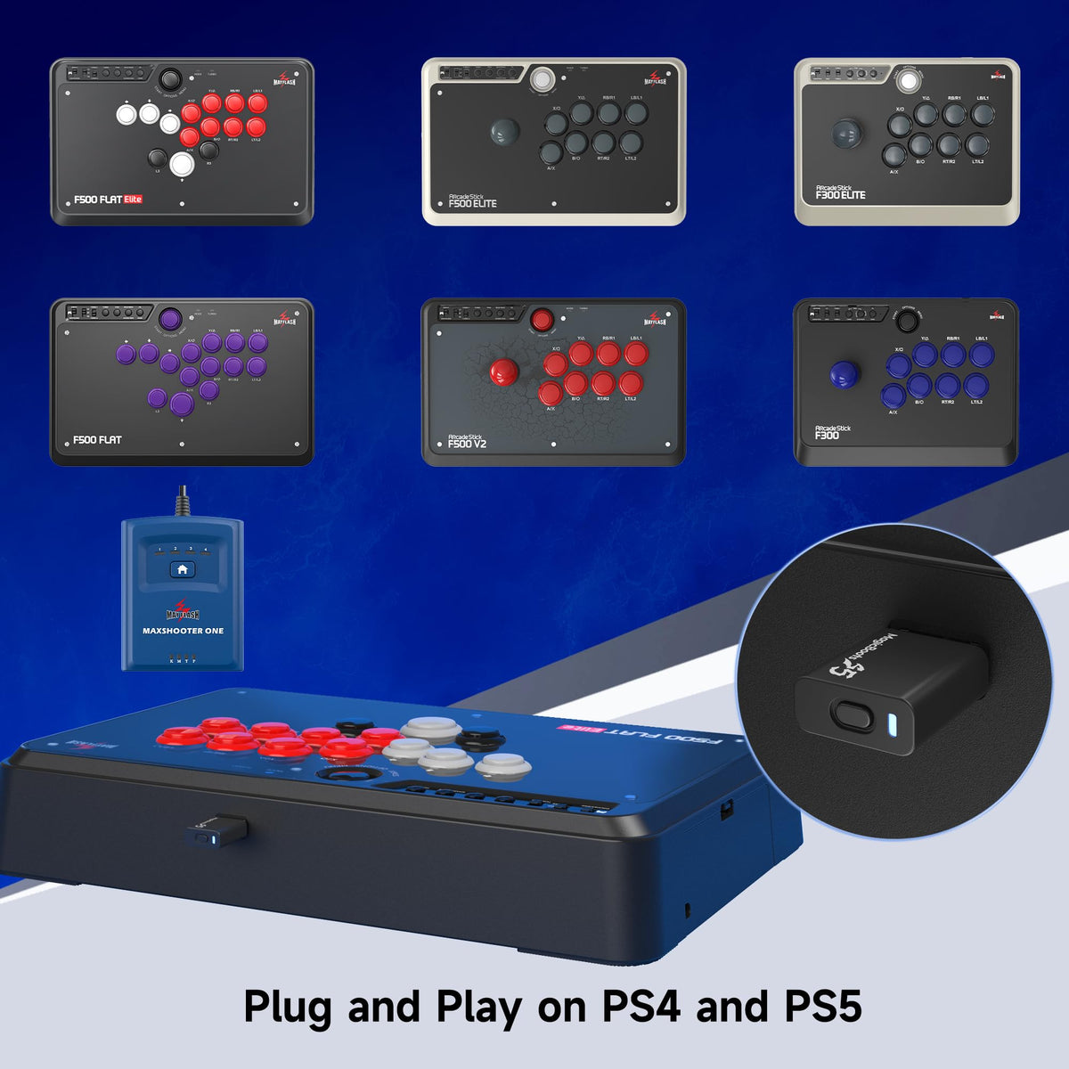 MAYFLASH MagicBoots-S5 arcade stick compatibility expands gaming options.
