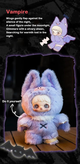 Maymei Dark Forest Halloween decor setup featuring multiple plush figures