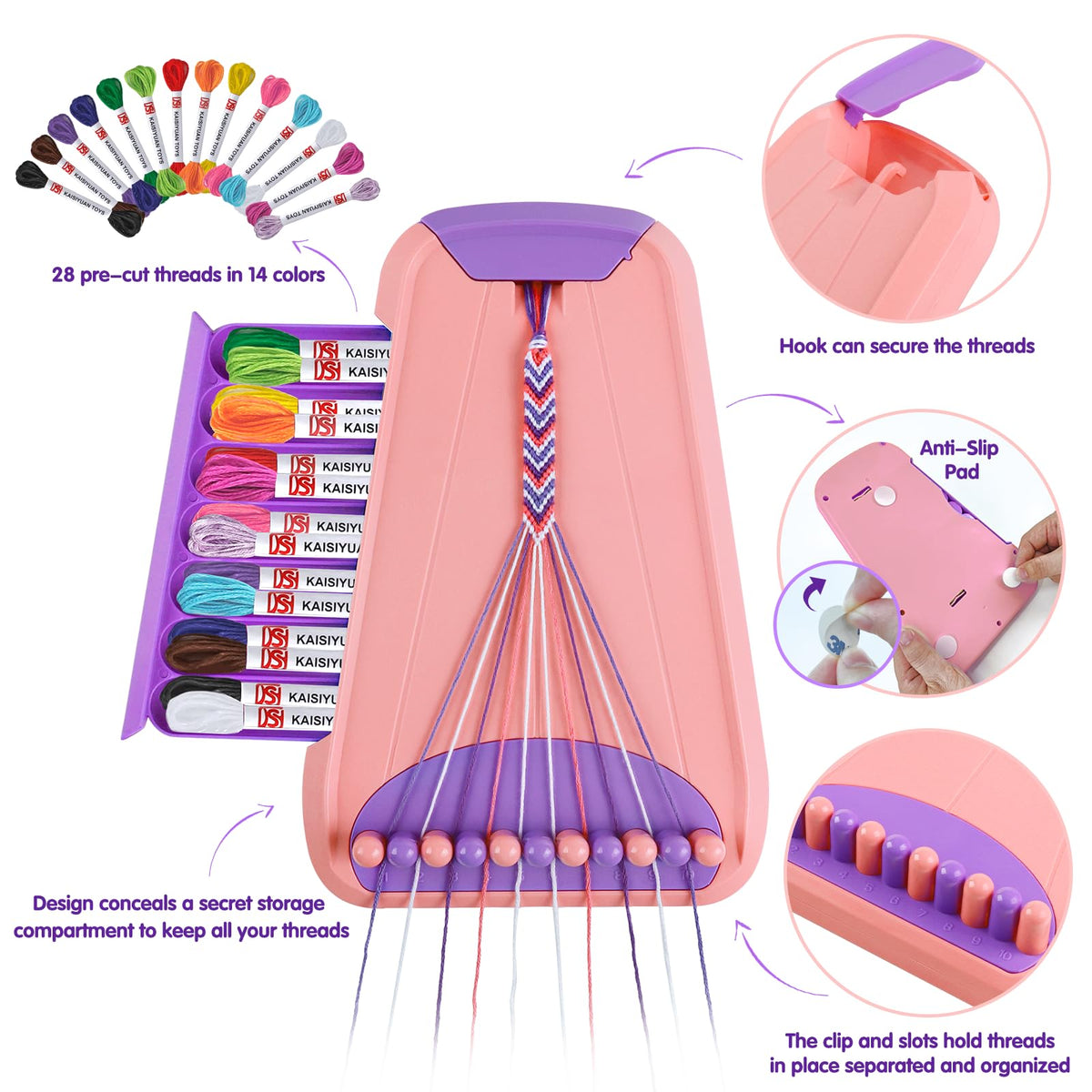 Maynacs 28 pre-cut threads in 14 colors for quick bracelet design