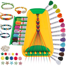 Maynacs friendship bracelet kit with storage compartment keeps threads organized for easy crafting.