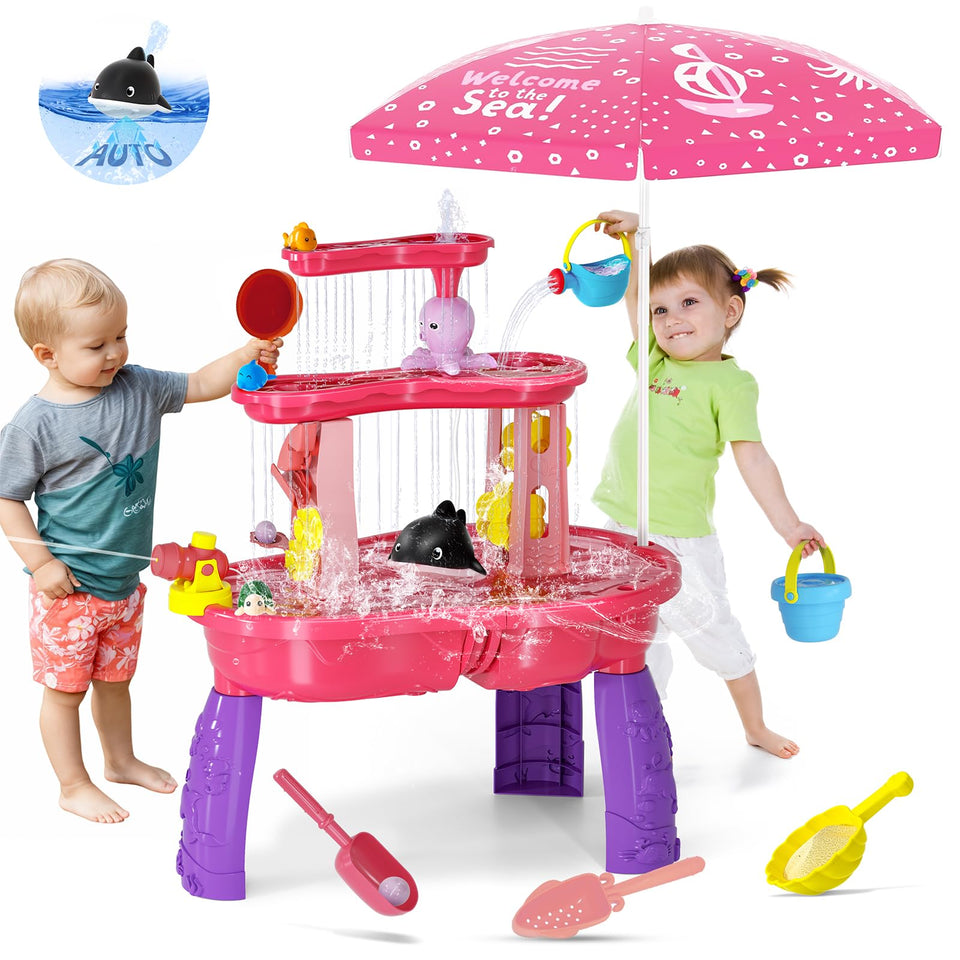 Maysida 2026 3-tier water table with umbrella for outdoor sand and water play