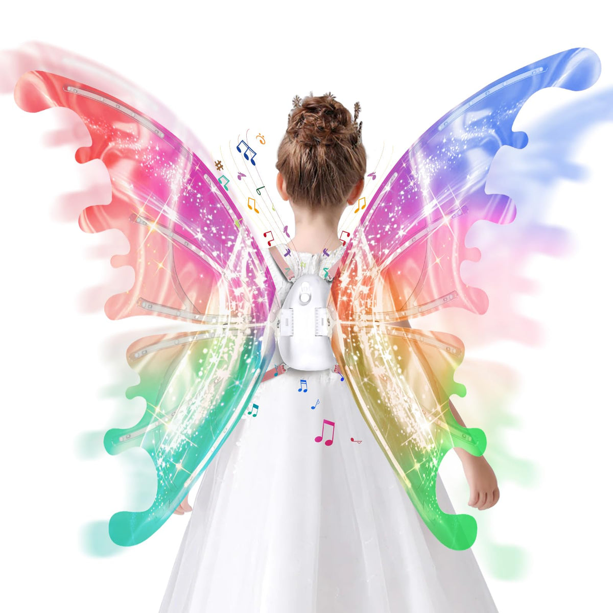 Maysida Electric Fairy Wings glow with LED lights for magical outdoor play