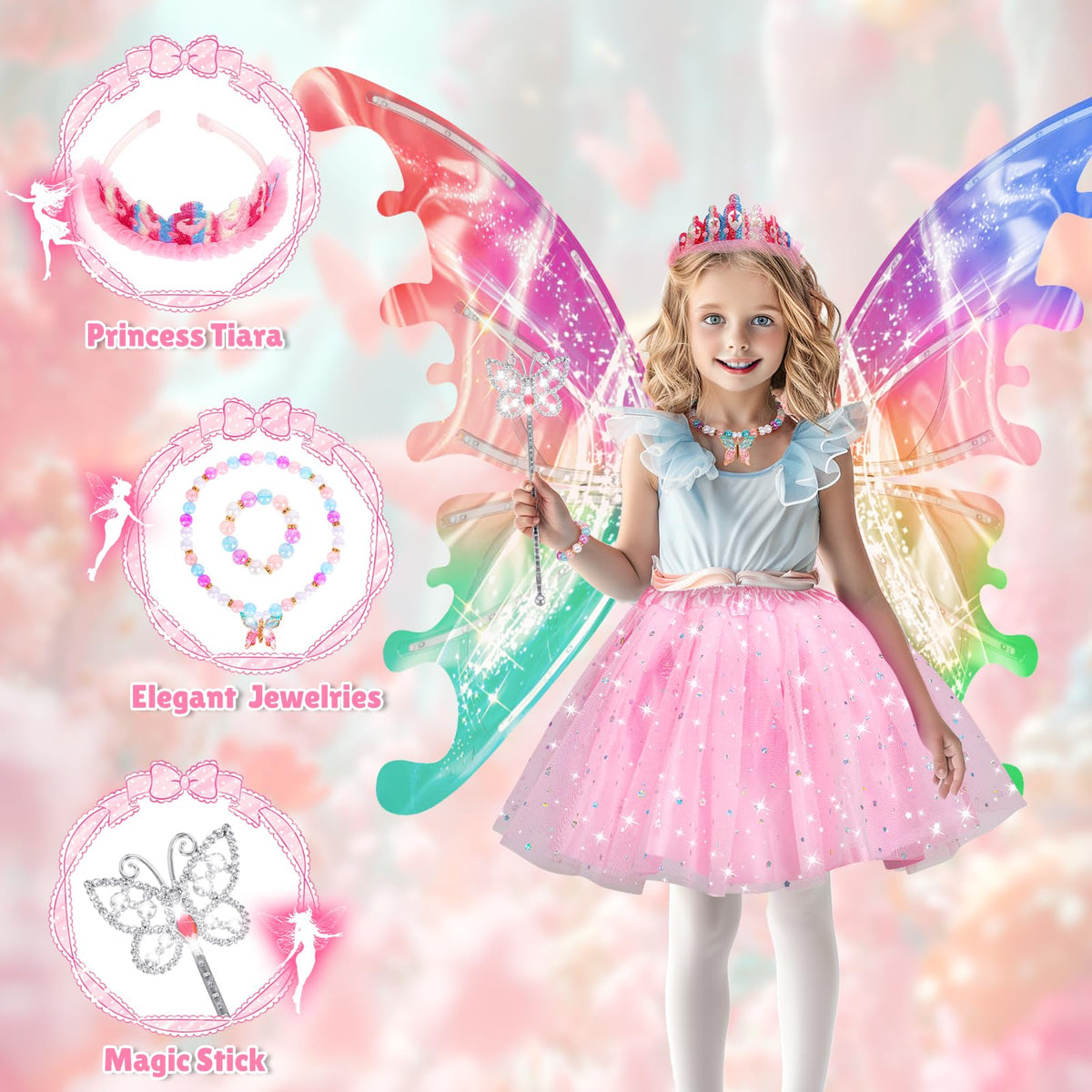 Maysida electric wings with LED lights and music enhance pretend play