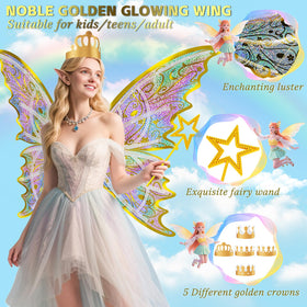 Maysida Gold Fairy Wings with adjustable straps ensuring secure fit during play.
