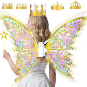 Maysida Gold Fairy Wings worn by a child for a magical costume look.