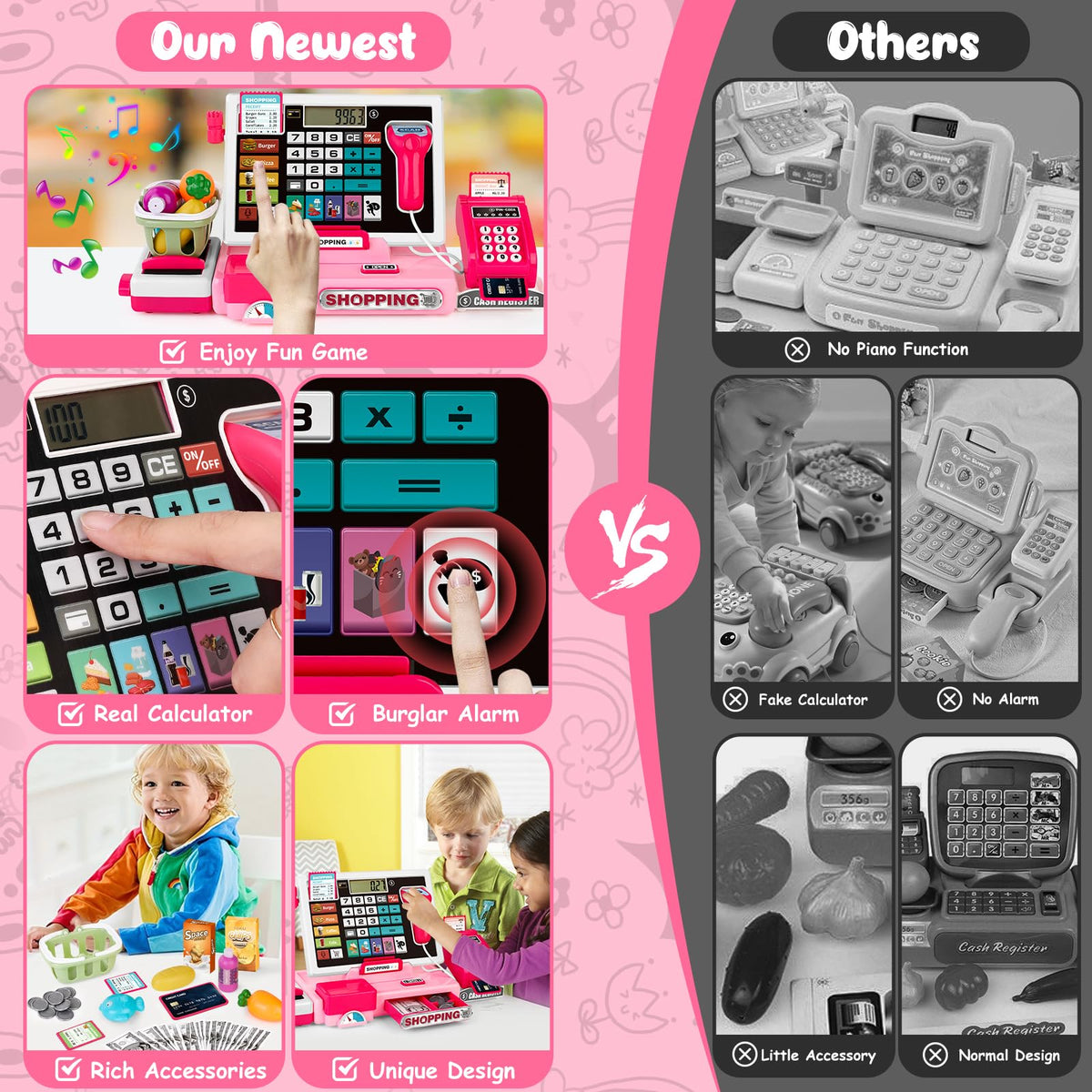 Maysida pink alarm feature sparks imaginative play scenarios.
