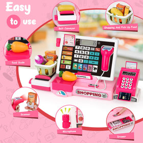 Maysida pink play money set boosts counting and pretend play.