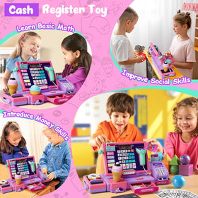 Maysida pink cash register calculator display aids early math practice