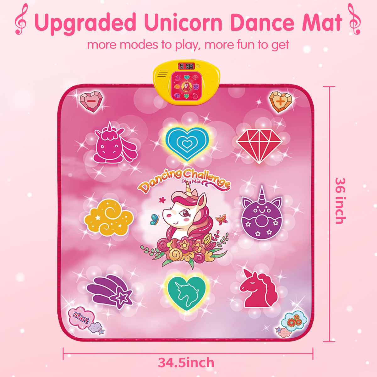 Maysida Unicorn Dance Mat with anti-slip base keeps kids stable during movement