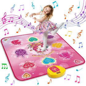 Maysida Unicorn Dance Mat pink front view with LED lights for joyful dancing