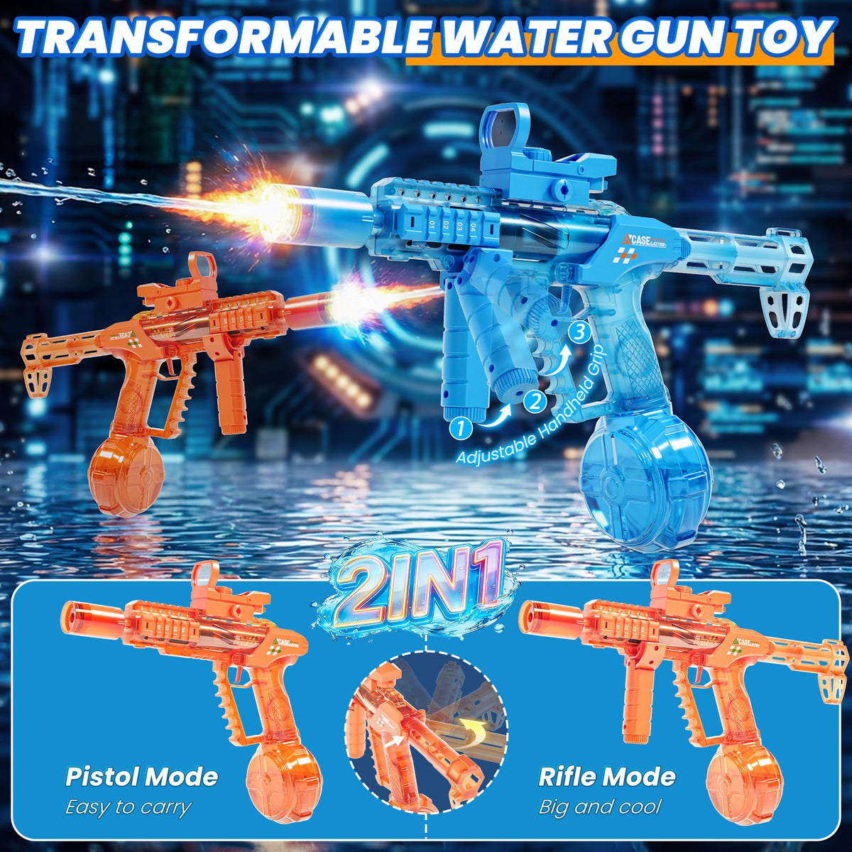 Maysida water gun folding stock, switch between compact pistol and rifle styles.