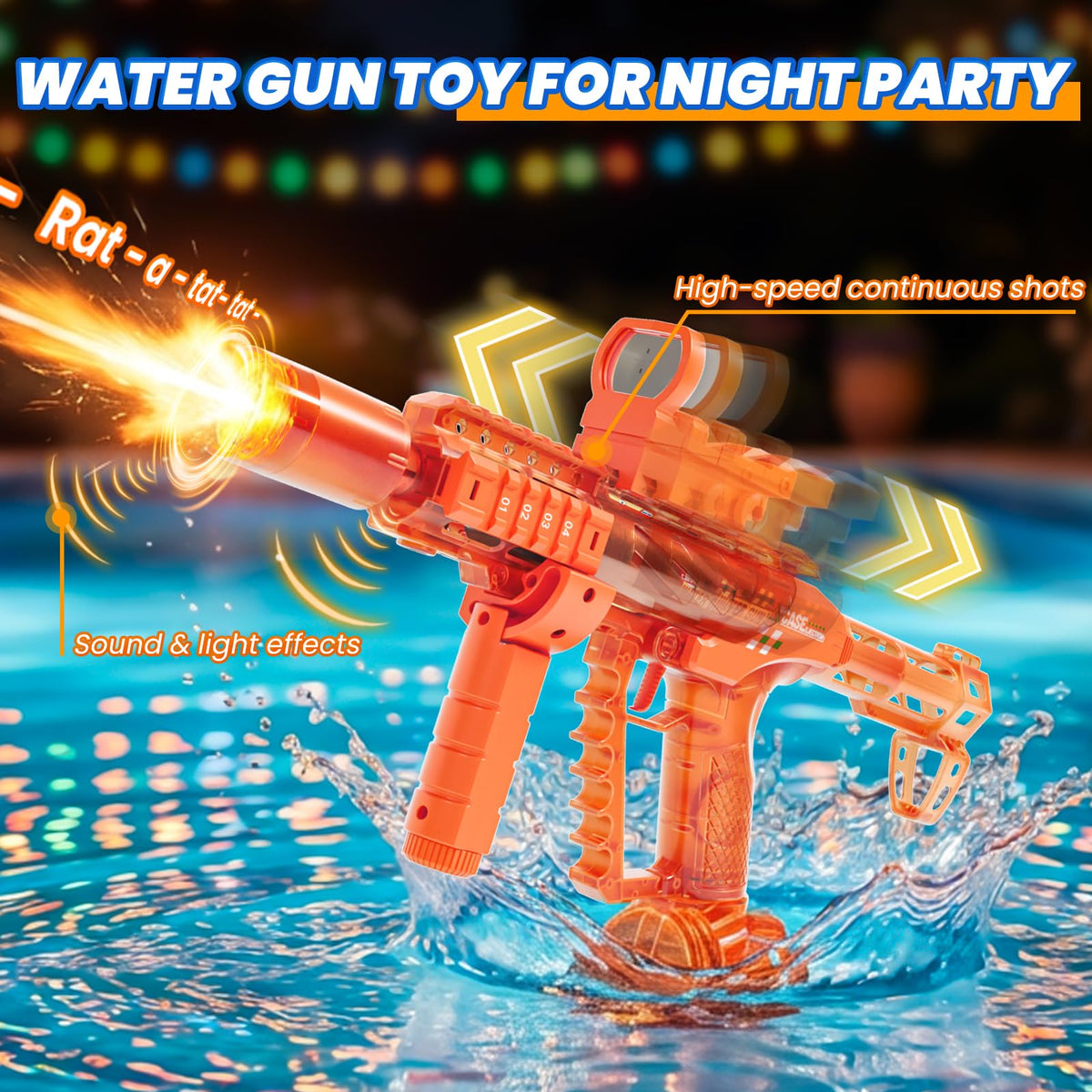 Maysida water gun with LED lights and sounds for immersive battles.